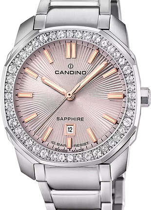 Годинник жіночий candino lady elegance c4756/a сталь сапфірове скло рожевий циферблат