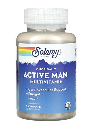 Мультивітамінний комплекс solaray once daily active man для активних чоловіків, 90 рослинних капсул