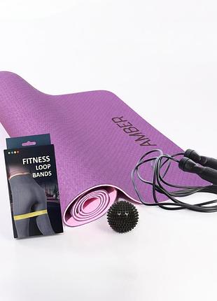 Набір для фітнесу fitness time 4 в 1 amber фіолетовий