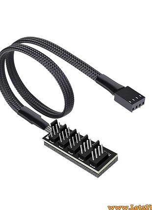 Pwm хаб разветвитель 1 на 5 вентиляторов кабель питания 4pin адаптер кулера охлаждения корпуса процессора пк