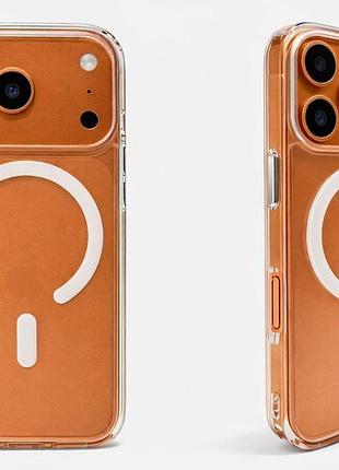 Чохол-накладка casetori clear case (magsafe) with allum button для iphone 17 pro прозорий