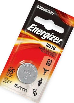 Батарейка "таблетка" літієва 3.0v cr2016 блістер 626983 energizer