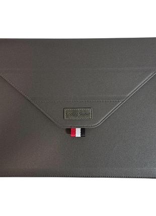 Чохол-конверт для ноутбука sleeve stand pu на ліпучці macbook 14/13.3/13 сірий