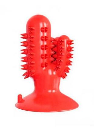 Игрушка для собак bronzedog petfun dental кактус на присоске красный