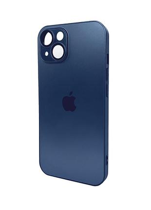 Чохол-накладка ag glass matt frame color logo для apple iphone 14 синій