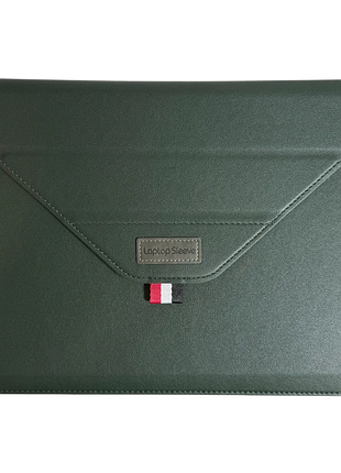 Чохол-конверт для ноутбука sleeve stand pu macbook 14/13.3/13 зелений