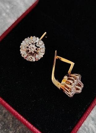 Золотые серьги «малинки» с бриллиантами 2