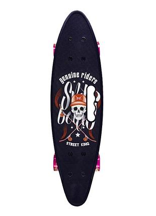 Пенні борд "skull" 24" bambi sc20520 з ручкою, pu колеса зі світлом