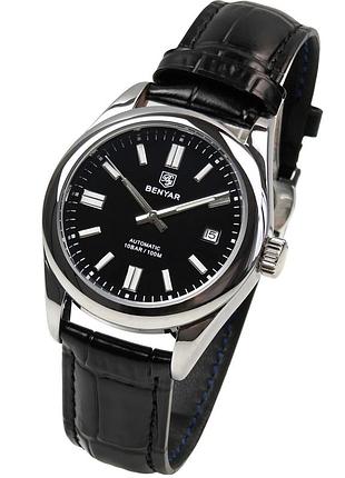 Чоловічий наручний годинник benyar automatic leather deluxe механічний, 2 ремінці.