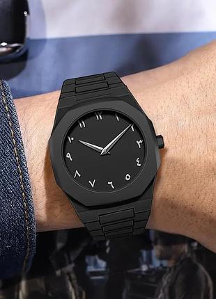Часы мужской arabic black с водозащитой wr30, черный, циферблат с метками