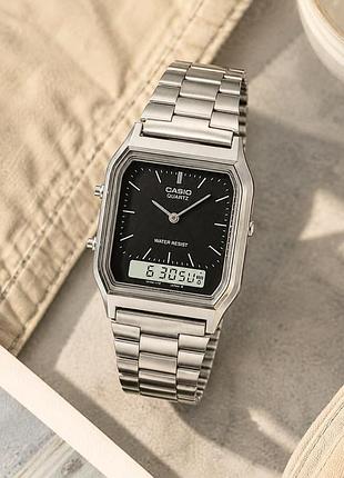 Casio aq-230 – мужские аналогово-цифровые часы, кварцевый механизм, классический дизайн