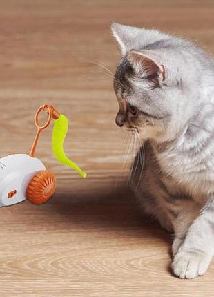 Іграшка для тварин акумуляторна usb cat teaser біла з помаранчевим
