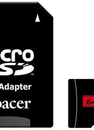 Карта пам'яті apacer 64gb microsdxc class 10 uhs-i u1 v10 a1 (ap64gmcsx10ub-r) + sd-адаптер