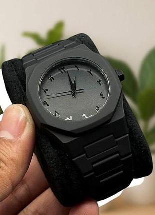 Мужские часы black arabic - стильные матовые черные часы, кварцевый механизм, черный циферблат