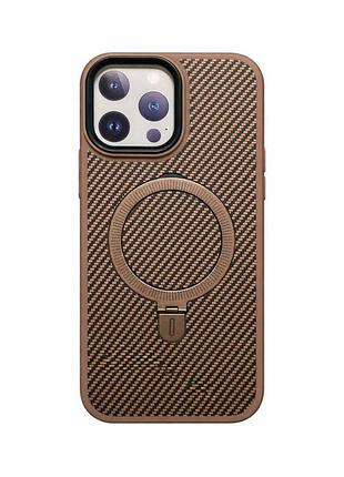 Чохол-накладка case lab carbon ring для iphone 14 pro max коричневий