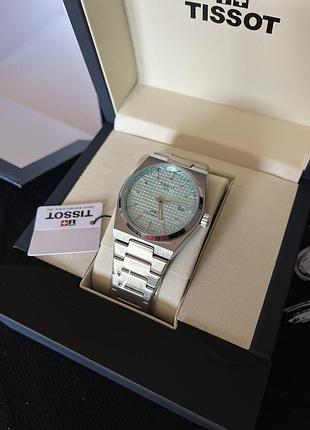 Годинник tissot prx powermatic 80 механічний автоматичний 40 мм, тіфані, сталевий браслет