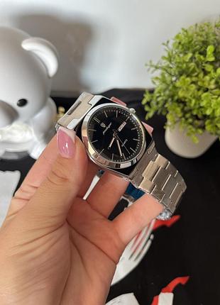 Мужские часы poedagar grey/black — кварцевый, 40 мм, серый корпус, черный циферблат, металлический браслет