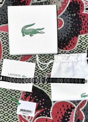 Чоловічий браслет lacoste — сталь 316l, чорний, регульований розмір