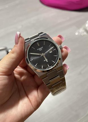 Tissot prx quartz 40 мм - мужские часы, черный циферблат, сапфировое стекло, стальной браслет
