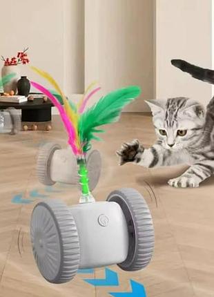 Іграшка для тварин акумуляторна usb cat teaser біла з сірим