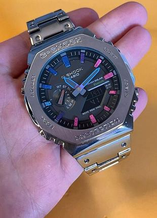 Годинник casio g-shock metal gm-b2100 — стильний чоловічий годинник із металевим корпусом та кольоровими стрілками