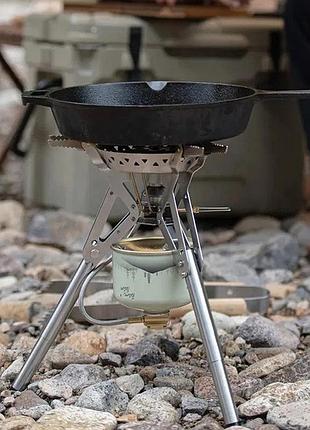 Туристическая плита газовая портативная легкая naturehike, туристическая газовая плитка с розжигом iv-47