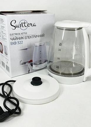 Электрочайник бытовой с индикатором работы suntera ekb-322w 1500вт 1.8л, надежный чайник для кипячения yf-97