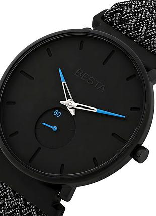Мужские наручные часы besta tower nylon graphite механические, 2 ремешка.