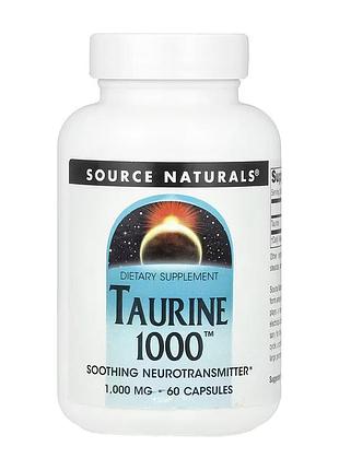 Таурин, source naturals, 1000 мг, 60 капсул, для ежедневного рациона.