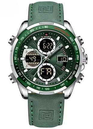 Чоловічий наручний годинник naviforce fly armygreen мінеральне скло, з секундоміром.