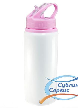 Бутилка для сублимации с дозатором 600мл. (красная крышка) розовая крышка