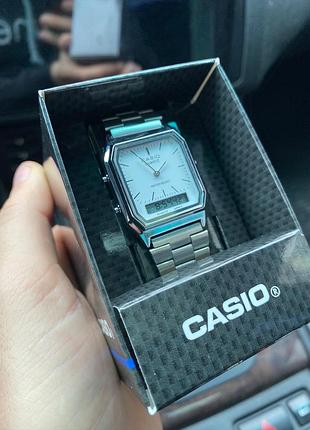 Часы casio aq-230a женский серебристый с белым циферблатом