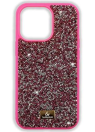Чохол-накладка bling world rock diamond для iphone 16 рожеве золото