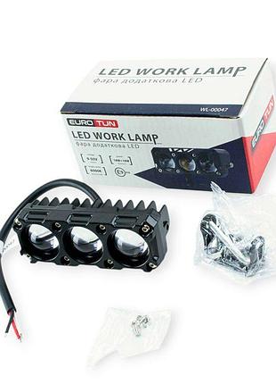 Фара дополнительная led прямоугольная 95х35х40 (д, в, ш) 36w ближний flood белый + желтый eurotun