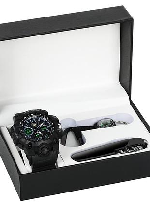 Чоловічий наручний годинник besta box peremoga set кварцовий, з компасом.