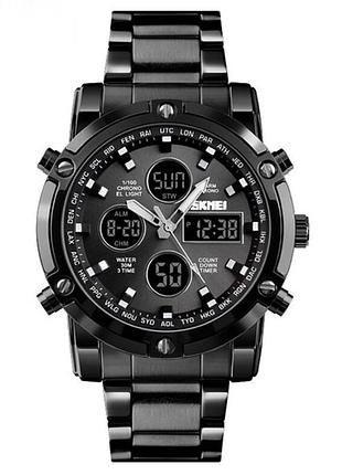 Чоловічий наручний годинник skmei molot limited allblack кварцовий, мінеральне скло.