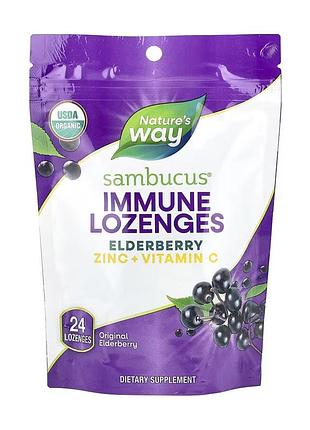 Органические леденцы nature’s way sambucus с бузиной, цинком и витамином c, 24 шт.