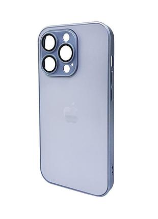 Чохол-накладка ag glass matt frame color logo для apple iphone 15 pro синій (kmagmattframeip15plblue)