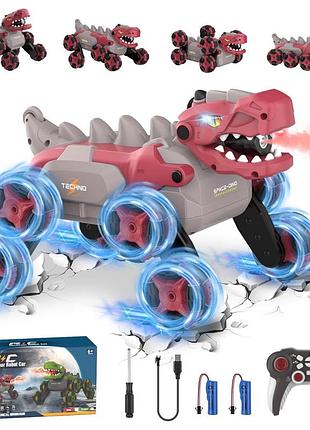 Радиоуправляемая трюковая машинка динозавр 2209 a-toys на 8 колесах с трансформацией, светом, звуком и паровым эффектом