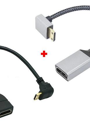 Кабель переходник mini hdmi - hdmi m/f (4к/1080p), down - комплект 2 вида
