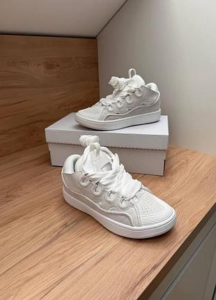 Кросівки lanvin curb white leather / білі lanvin curb — стильні шкіряні кросівки унісекс, розміри 37-45 45