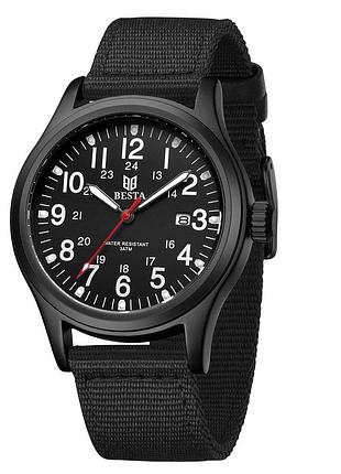Мужские наручные часы besta command black минеральное стекло, классические.