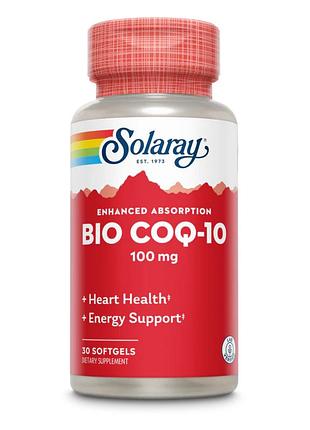 Solaray bio coq10 100 мг, коэнзим q10 с витаминами a и e, до 10.26, 30 капсул