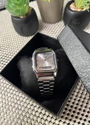 Часы casio aq-230 silver мужские часы с серым циферблатом