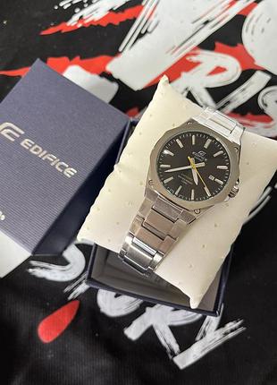 Мужские часы casio edifice efr-s108 - черный циферблат, нержавеющая сталь, кварцевый механизм, водозащита 50 м