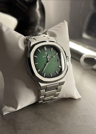 Мужские часы poedagar nautilus silver - серебристый корпус, зеленый циферблат