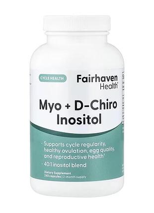 Мио + д, чиро инозитол, fairhaven health, 240 капсул, для ежедневного рациона.