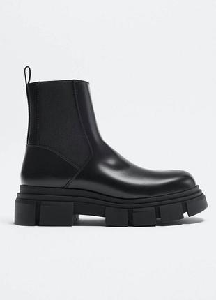 Кружевные массивные сапоги челси на платформе zara