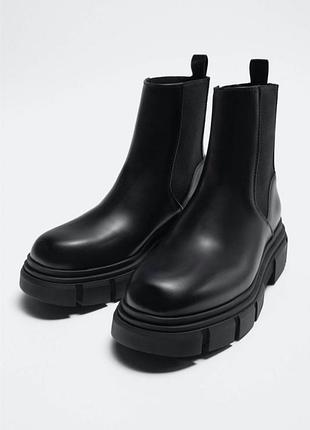 Кружевные массивные сапоги челси на платформе zara 2