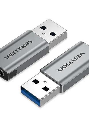 Адаптер vention usb 3.0 male to usb-c female adapter gray aluminum alloy type (cdph0)